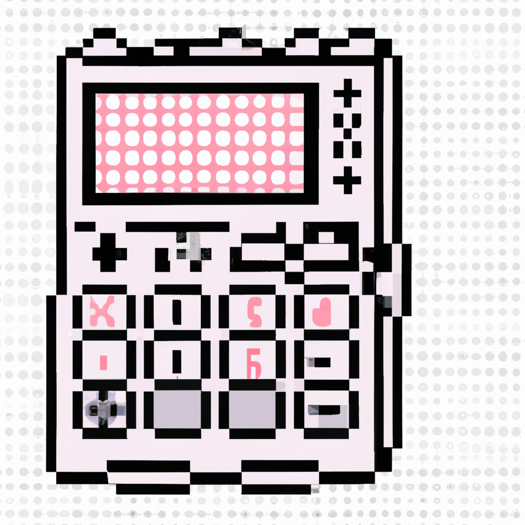 I want an artistic drawing of a traditional Japanese style calculator, anime, games, pixel, 8bits, what I think is best