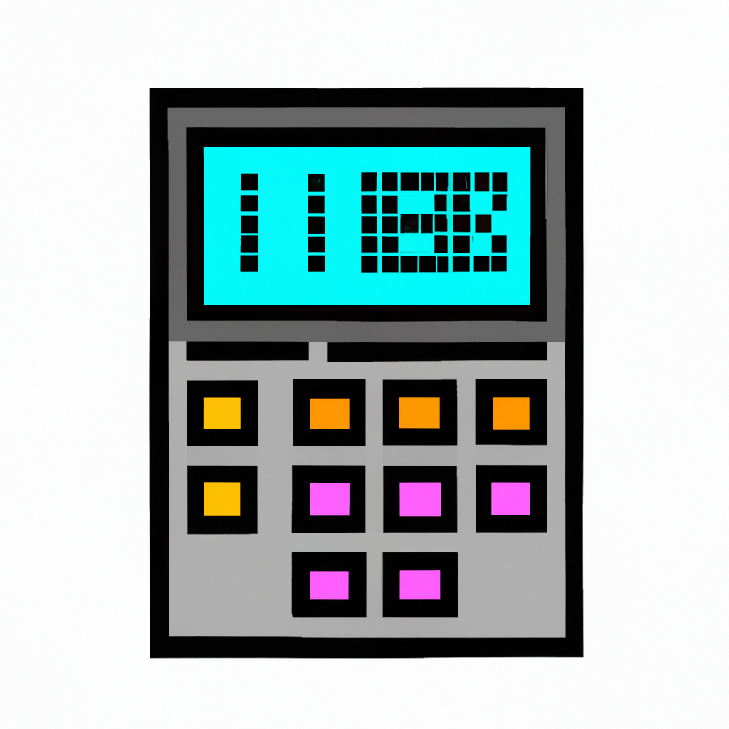 Je veux un dessin artistique d'une calculatrice de style japonais traditionnel, anime, jeux, pixel, 8bits, ce que je pense être le mieux