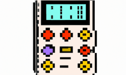 I want an artistic drawing of a traditional Japanese style calculator, anime, games, pixel, 8bits, what I think is best