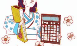 I want a traditional Japanese style illustration with a Calculator